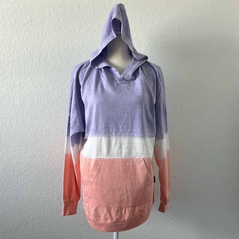 NWOT Spirit Jersey 100% Cotton Oversized‎ Colorblock Ombre Hoodie in Size Medium